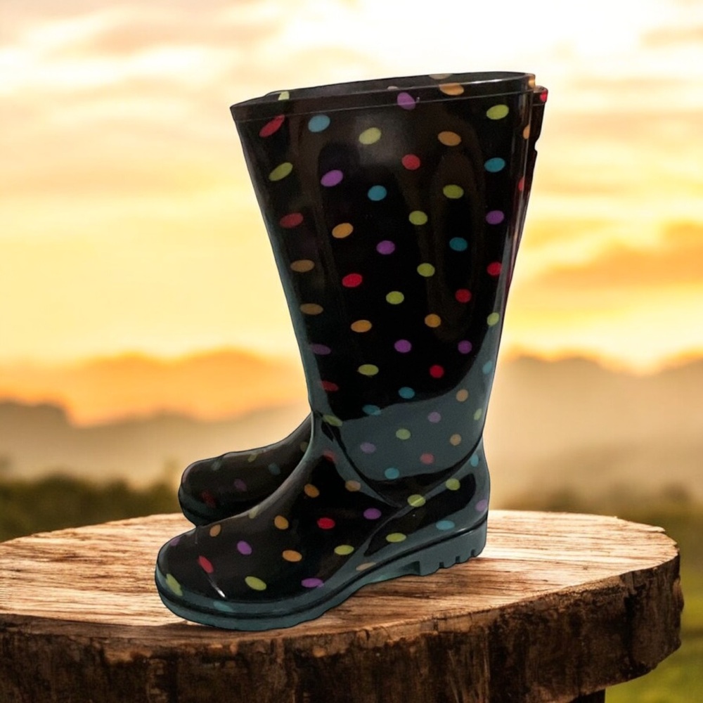Arizona poka dot rain boots size 7